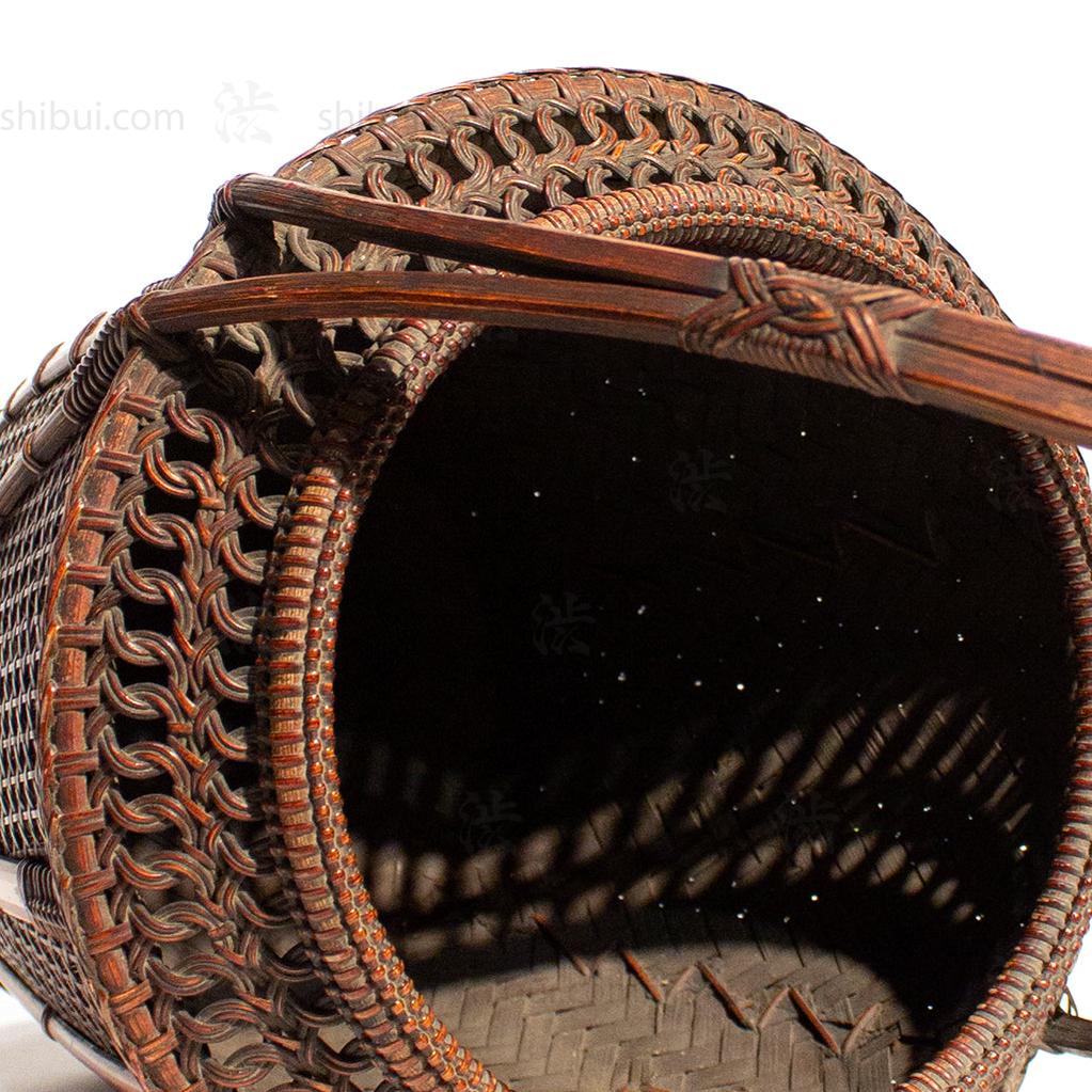 Beautifully Woven Japanese Karamono Style Antique Bamboo Ikebana Flower Basket - Image 8