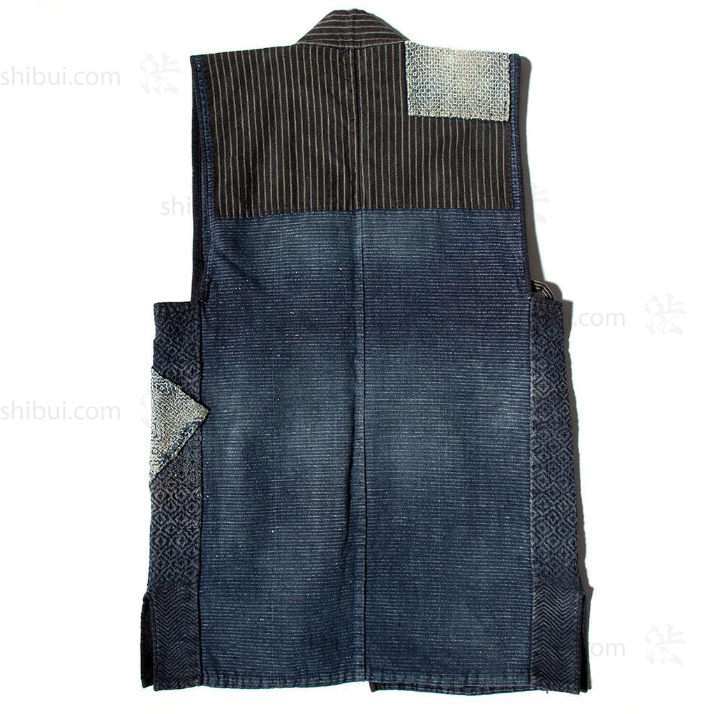 Sorihiki Banten - Boro and Sashiko Reinforced Indigo Dyed Workers Vest - Image 5
