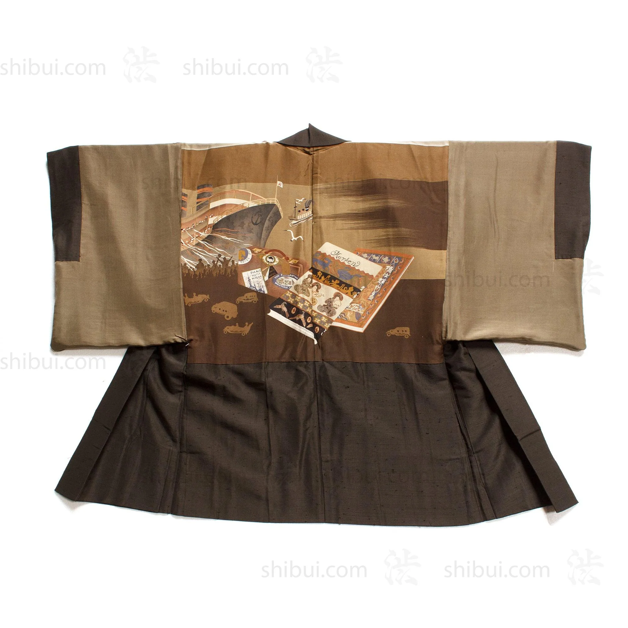 Art Deco - Early 20th Century Mens Haori With Travel Motif - Image 8