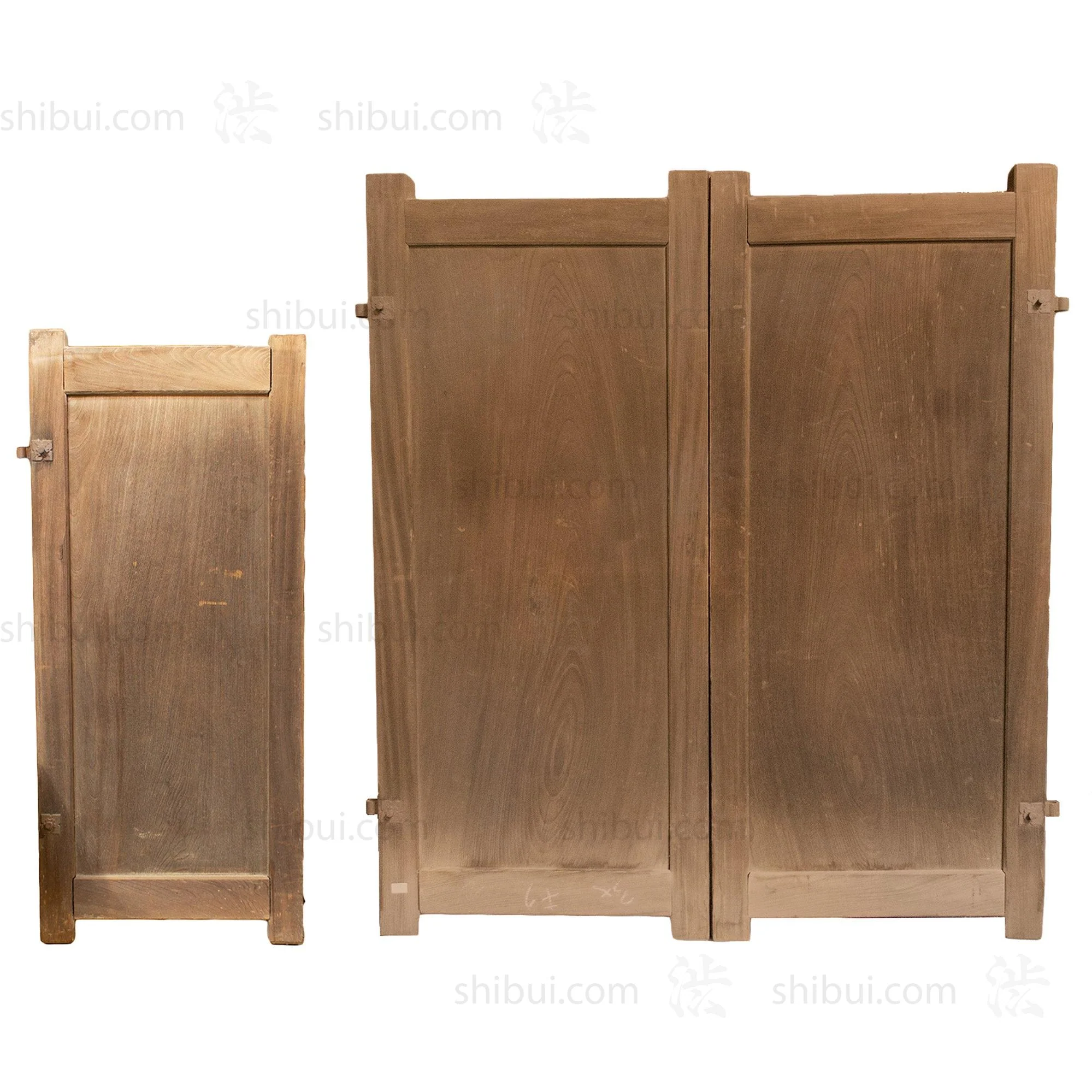 Beautiful Japanese Book Matched Keyaki Meiji Era Gate | 3 Door Set.