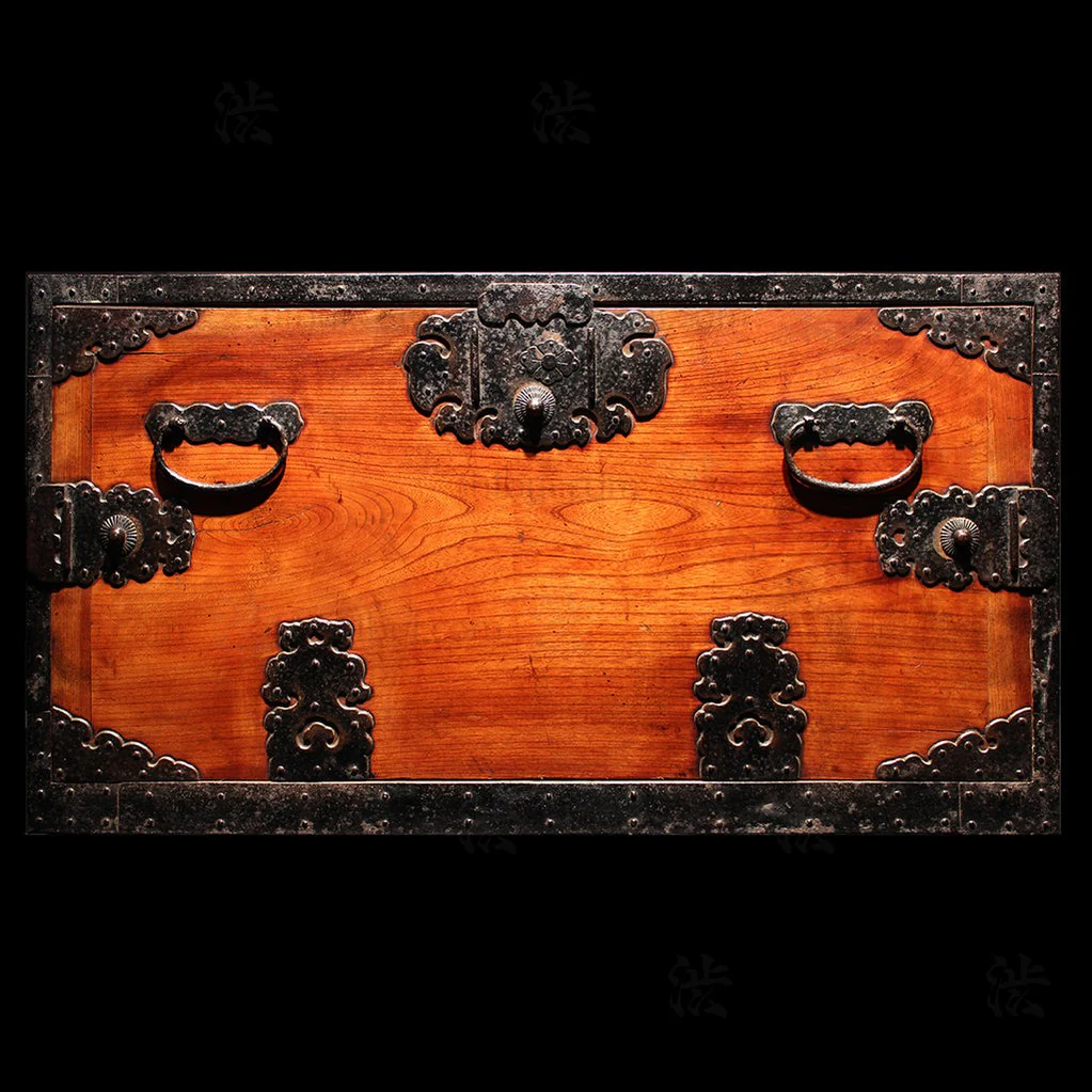 Hangai - Two Section Ships Clothing Chest Japanese Antique Tansu Iron Hardware - Image 4