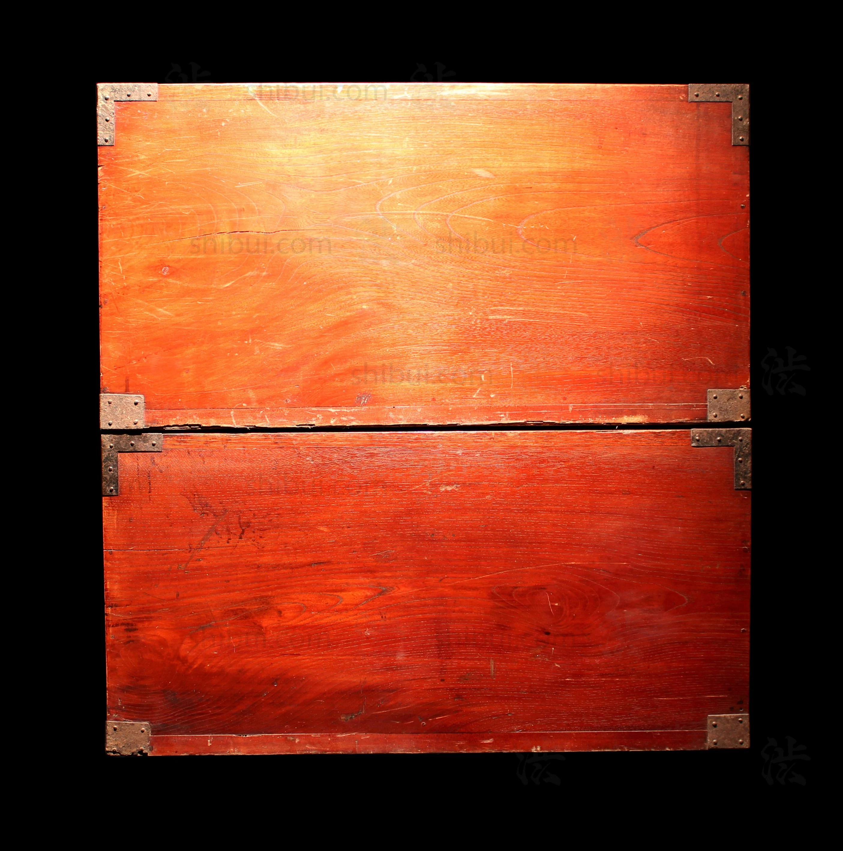 Hangai - Two Section Ships Clothing Chest Japanese Antique Tansu Iron Hardware - Image 6