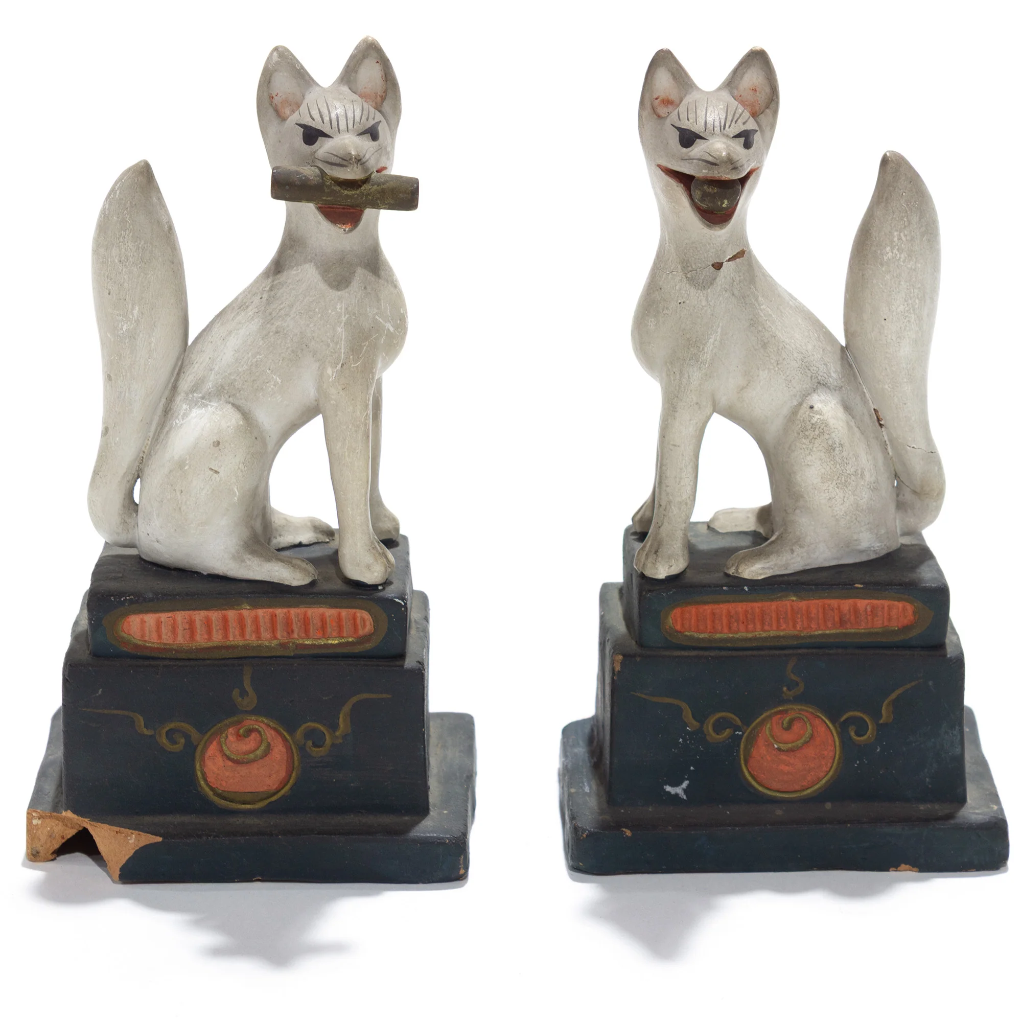 Inari Foxes | Sacred Kitsune Porcelain Figure Pair