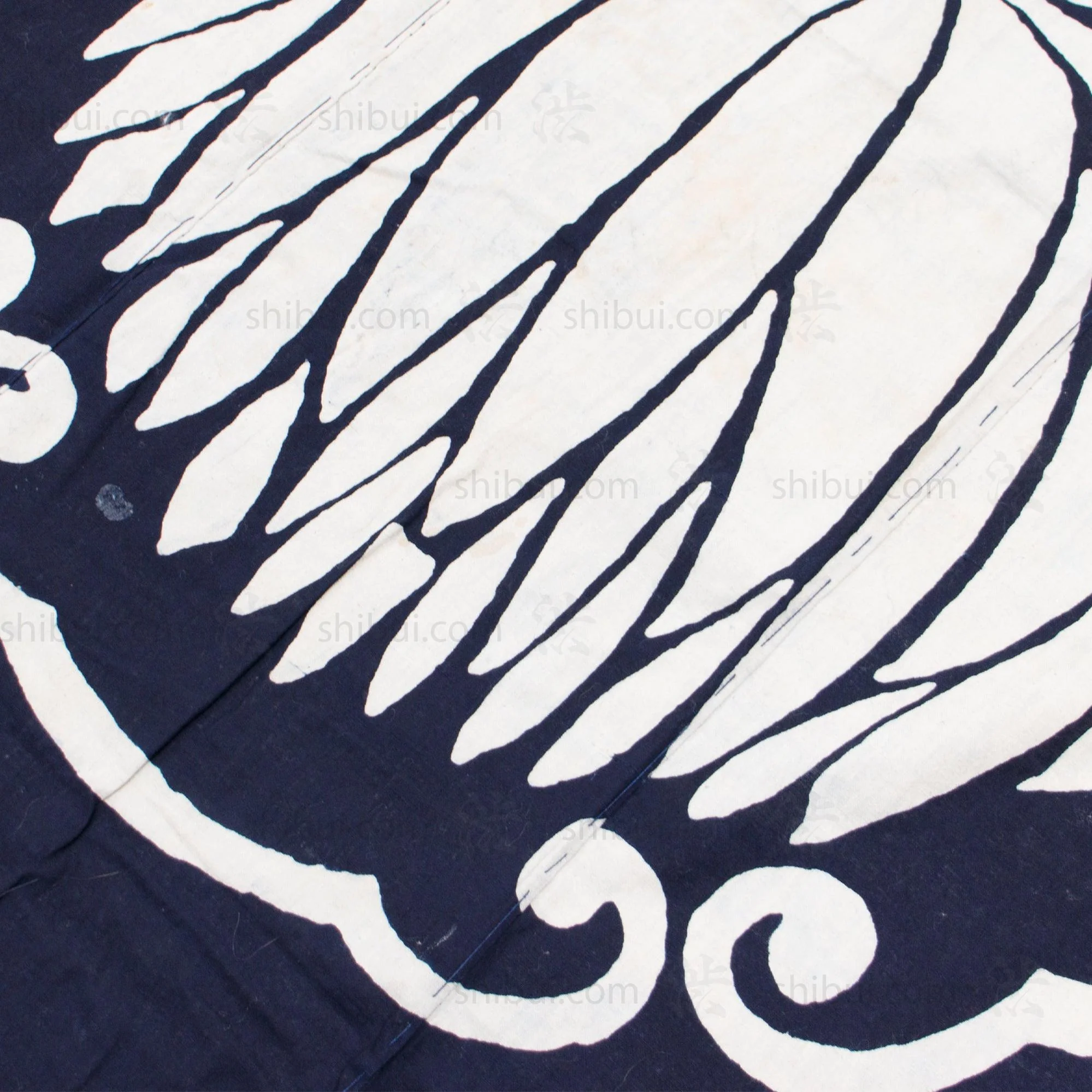 Large Indigo Tsutsugaki Futonji with Chrysanthemum and Paper Crane Motif - Image 2