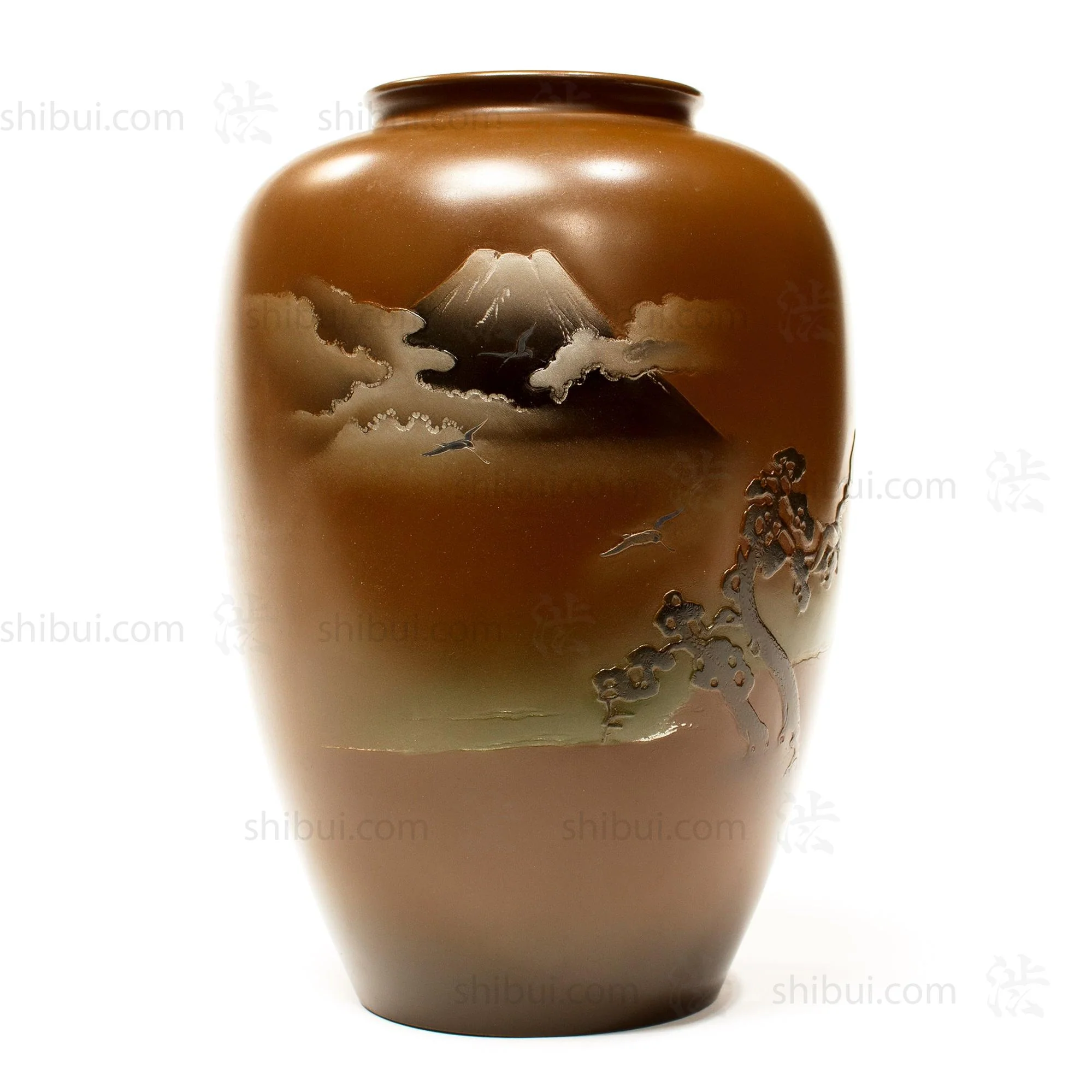 Japanese Mt. Fuji Bronze Flower Vase - Image 7