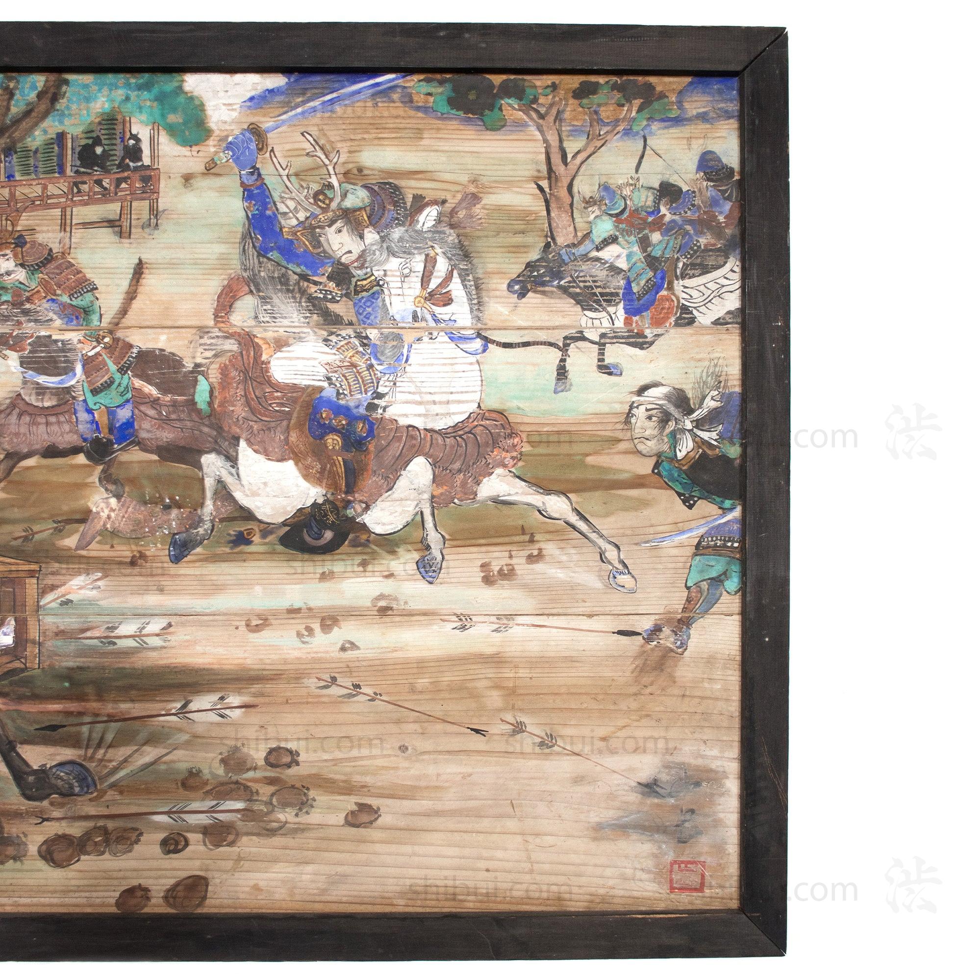 Large Antique Hand-painted Ema Votive Painting of the Sengoku War - Image 2