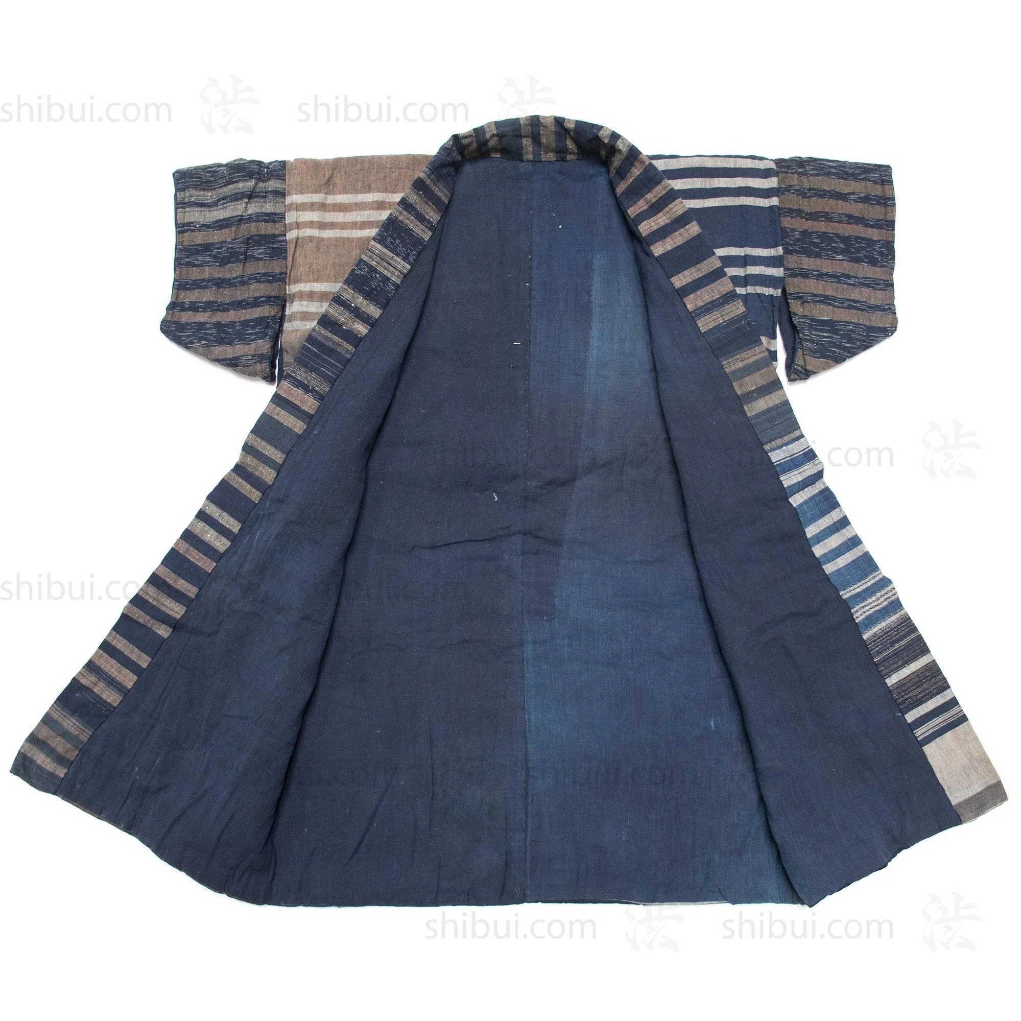 Japanese Boro Indigo Short Zanshiori Shima Coat - Image 3