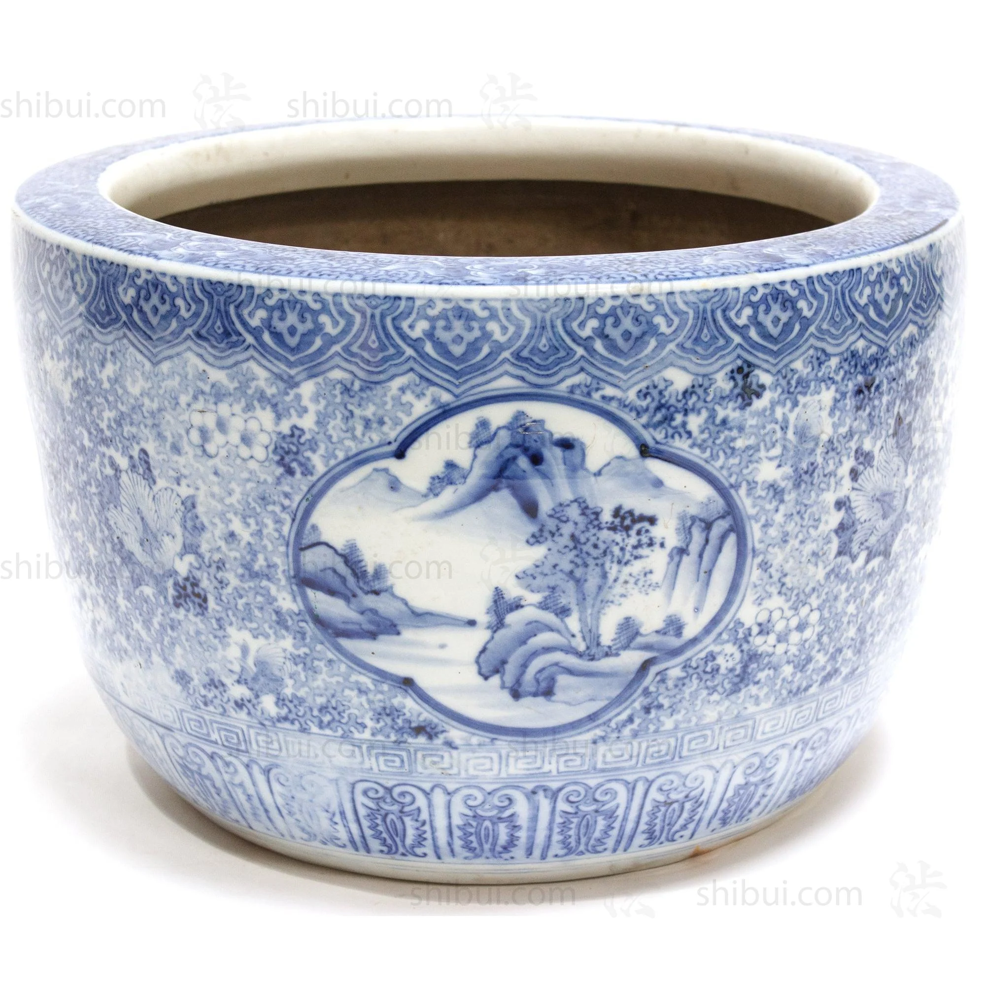 Japanese Ceramic Blue and White Hibachi