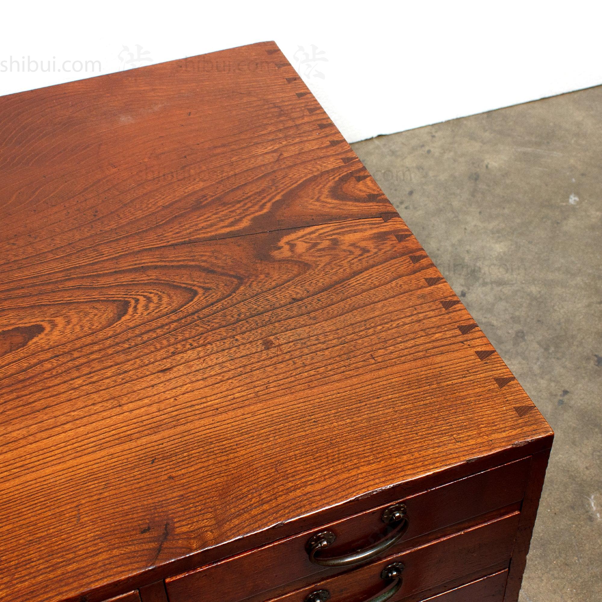 Keyaki Wood Desk - Early 20th Century Writing Table - Image 5
