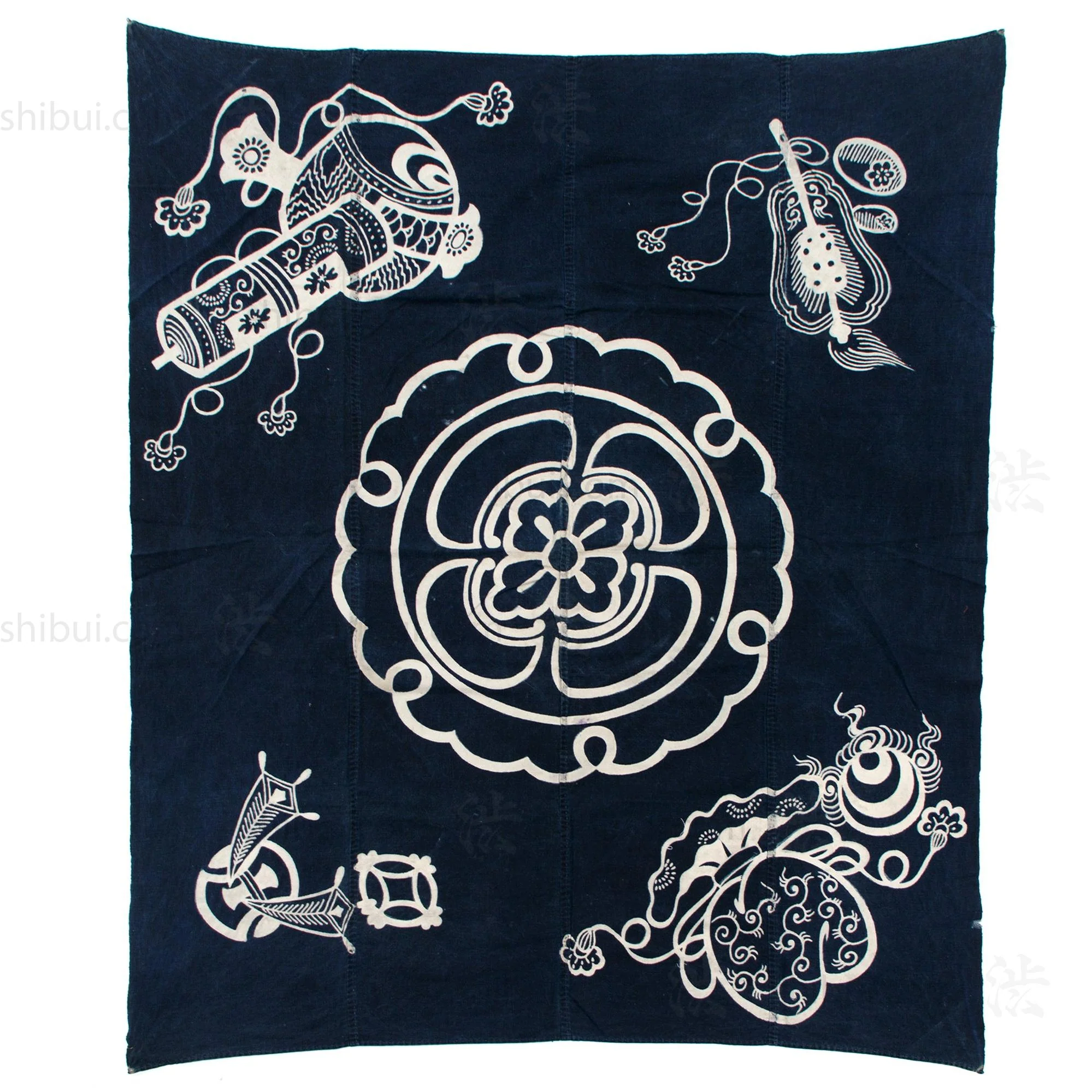 Lucky Symbols Tsutsugaki Furoshiki | Japanese Indigo - Image 6