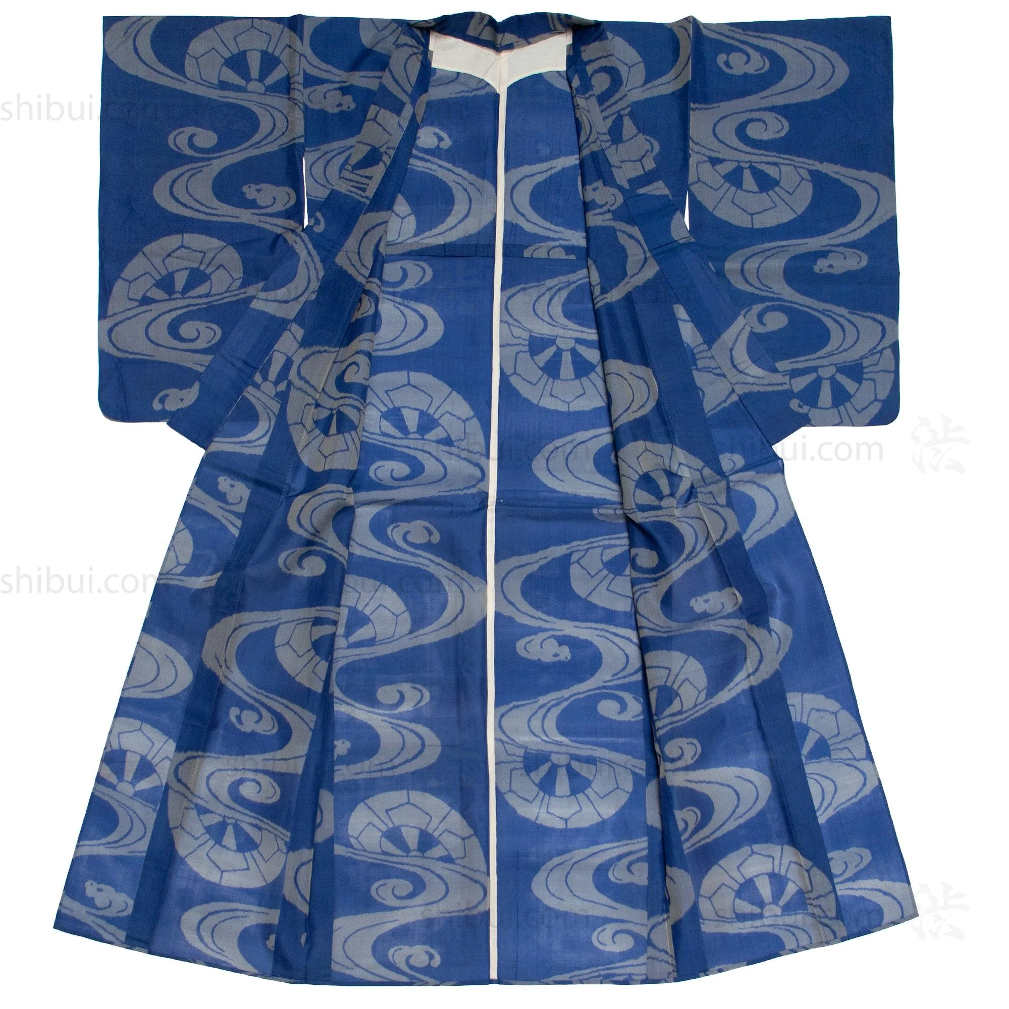 Meisen Kimono with Water and Wagon Wheel Motif - Image 2