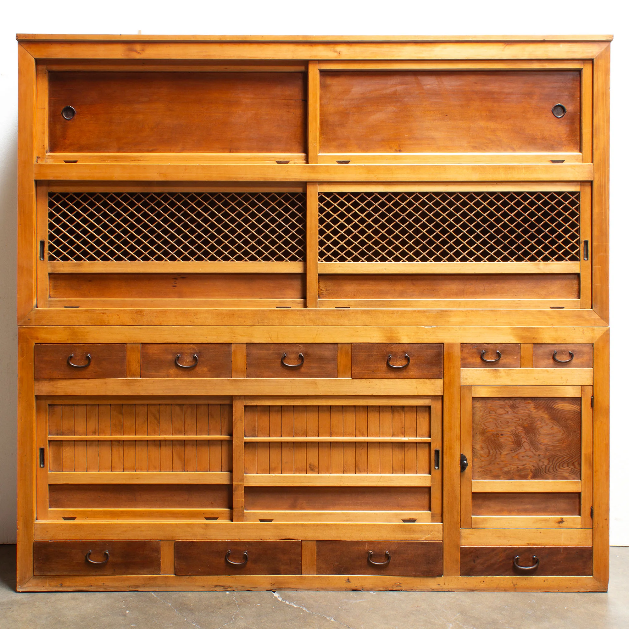 Mizuya Tansu from Gifu Pref| Japanese Antique Cabinet | 6' Width, 2 Section