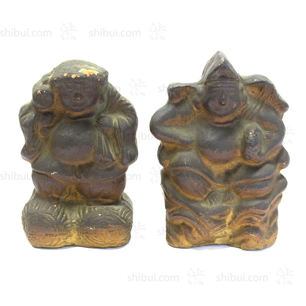 Pair of Clay Daikoku and Ebisu - Image 2