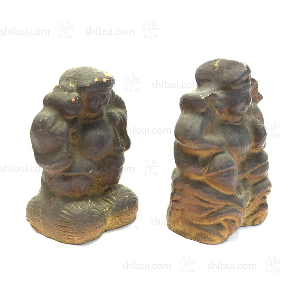 Pair of Clay Daikoku and Ebisu - Image 6