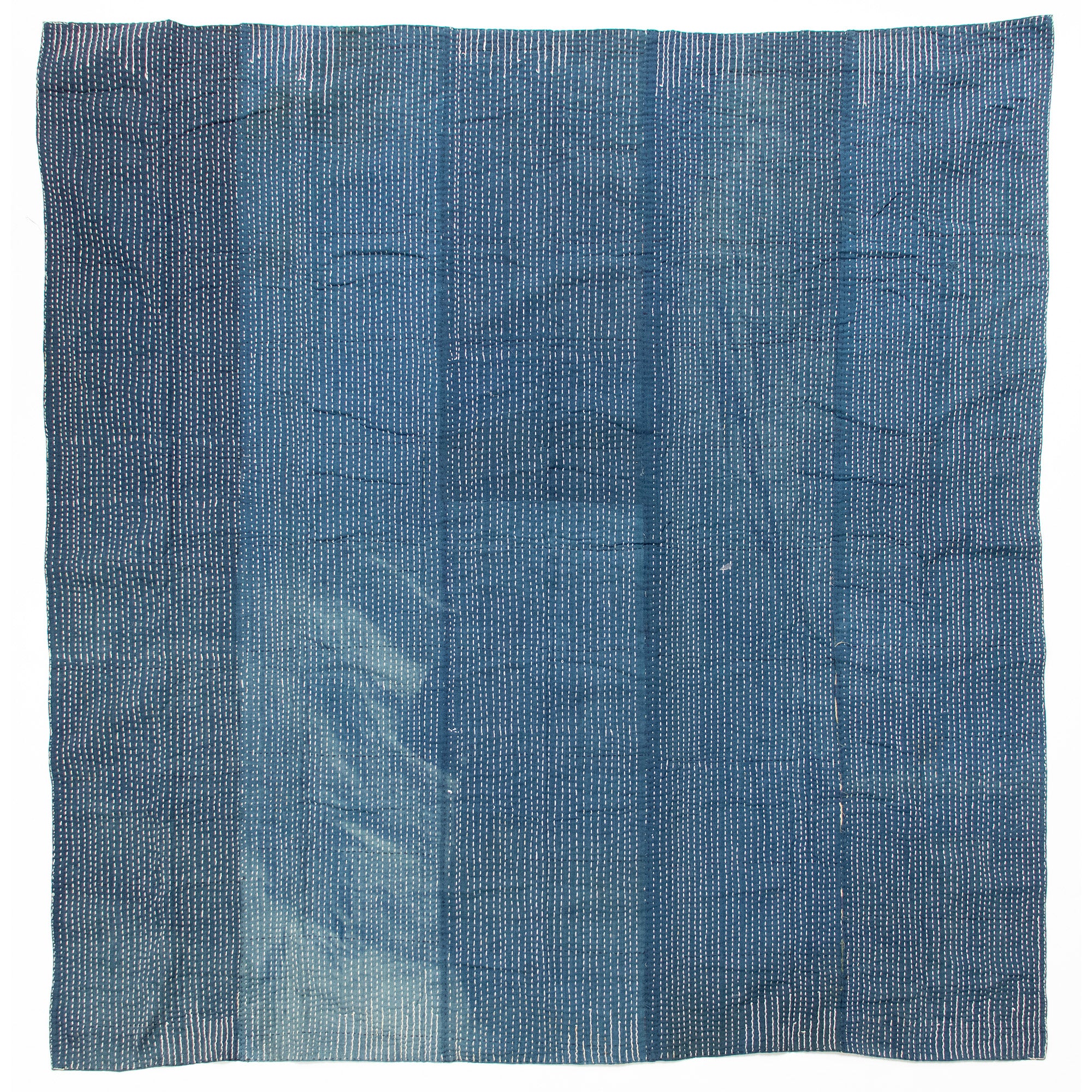 Sashiko Quilted Shima Japanese Indigo Cotton Blanket - Image 3