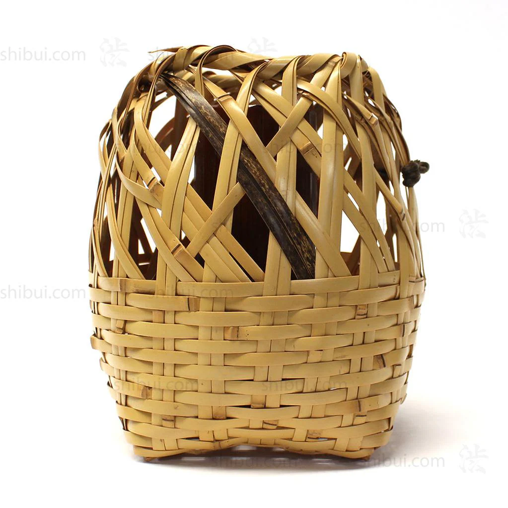 Signed Japanese Bamboo Ikebana Flower Wall Basket - Image 2