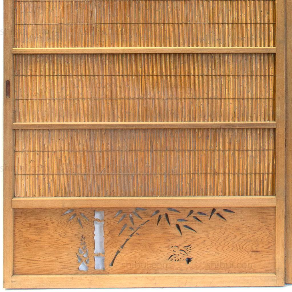 Pair of Sugi Yoshido Doors | Japanese Cedar and Bamboo Wooden Doors for Summer - Image 10