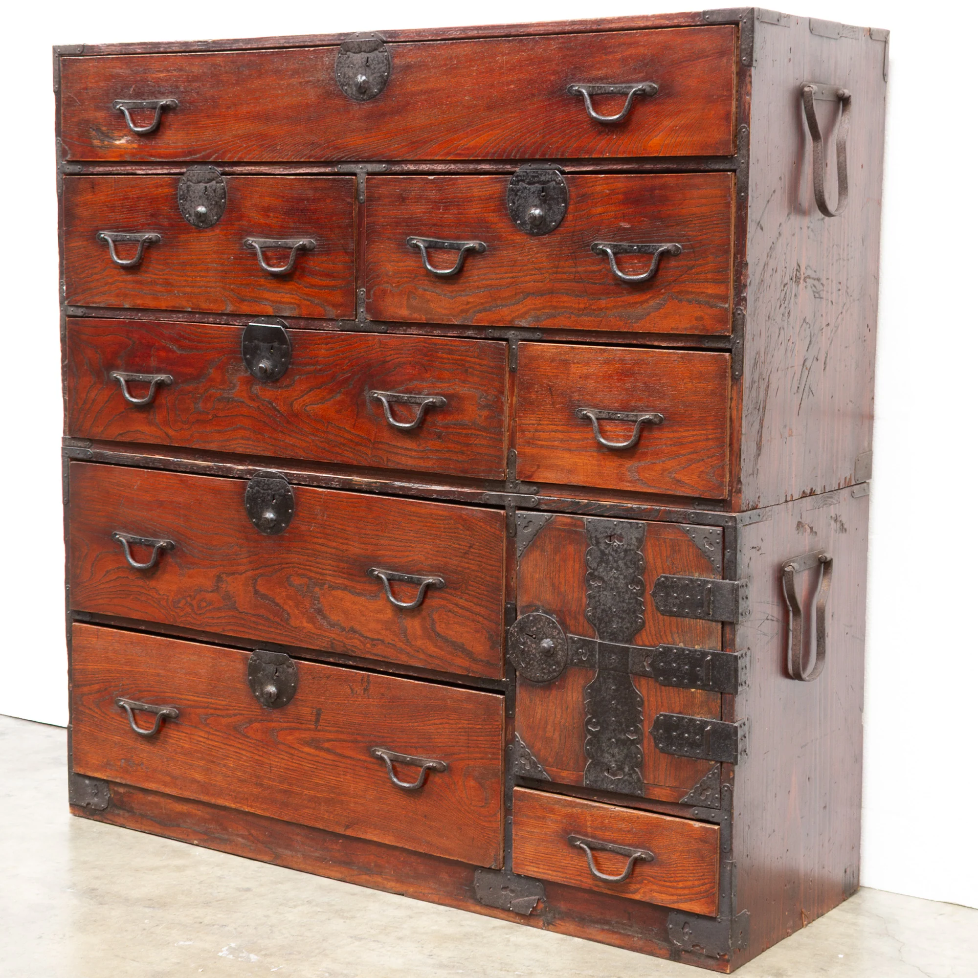 Two Section Clothing Chest from Kansai | Japanese Antique Furniture - Image 4
